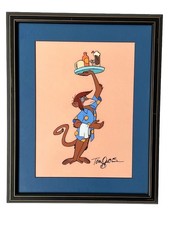 VTG Tom Owens Signed Hand-Painted Animation Cel 1989 - Mid-Century Monkey Waiter