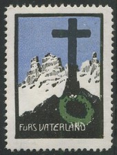 Austria WWI Patriotic Stamp Fürs Vaterland For the Fatherland Mountain Cross