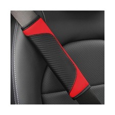 Osilly 2PCS Car Seat Belt Cover, Carbon Fiber Seatbelt Shoulder Red