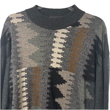 VTG 90s Giglio Rosso Brown Heather Gray Wool Blend Sweater XL Italy