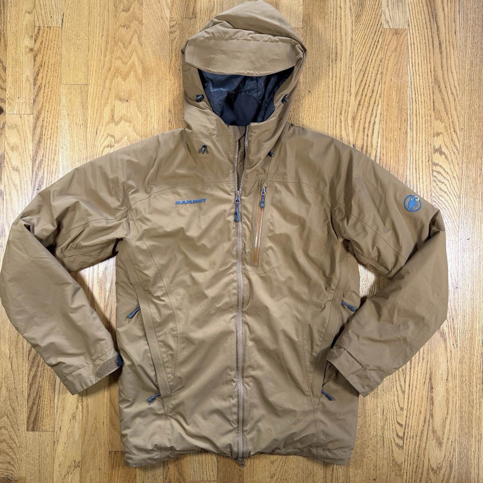 Mammut Men’s Sz S Small Brown Dry Tech Ski Snow Outdoors Jacket Hood Insulated