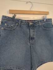 Faded glory original ladies 14 Cotton blend denim jean shorts retro 7-in inseam