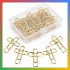 Gold Heart Cross Paper Clips,50 Pack,Versatile Bible Study Supplies
