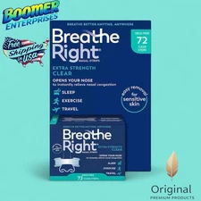Breathe Right Nasal Strips Clear Extra Strength Snoring Allergy Relief 72 ct