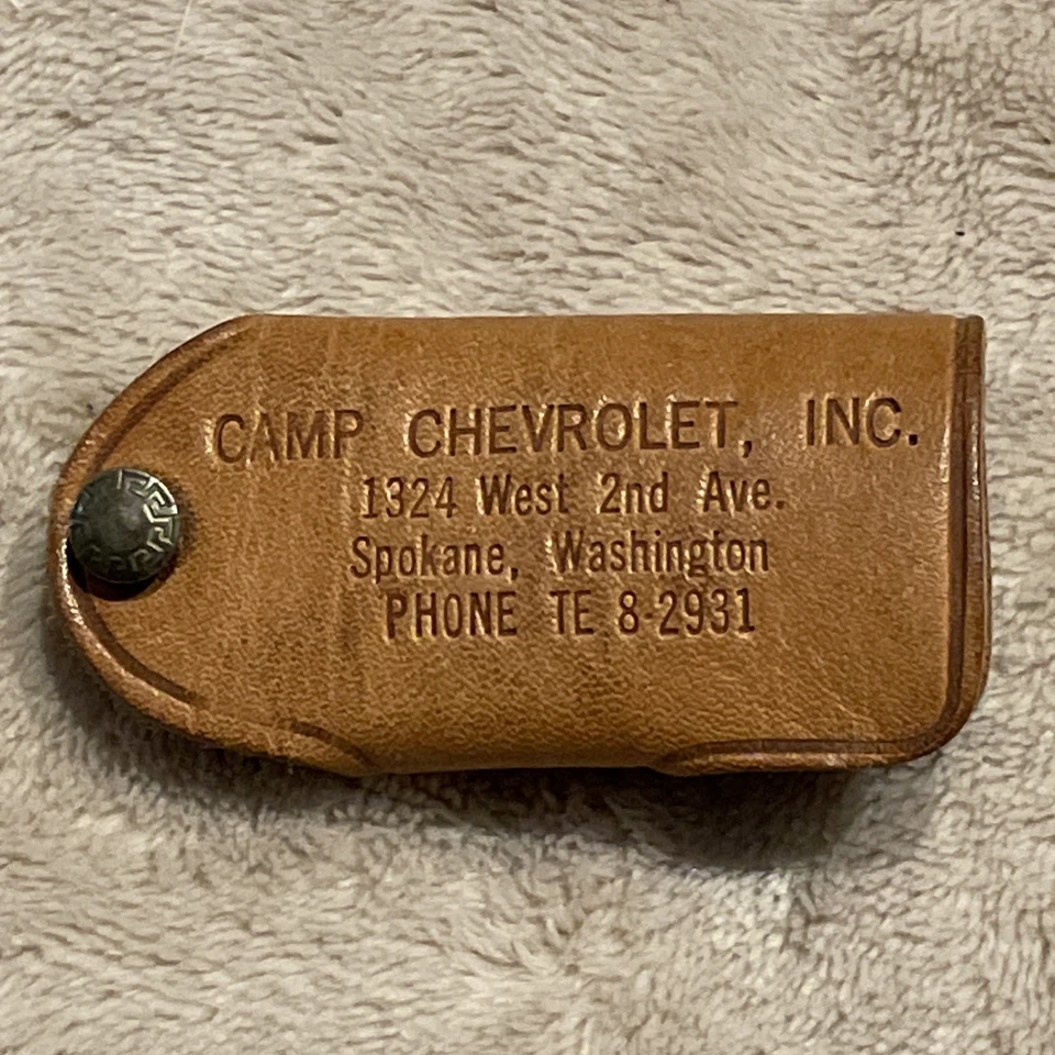 Винтажный кожаный чехол для ключей Chevrolet брелок кольцо - Вашингтон дилерский центр лагерь  - Изображение 2 из 4