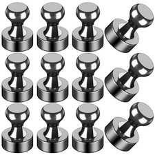 12Pcs Black Fridge Magnets, Small and Strong Magnets for Whiteboard, Office, Cla