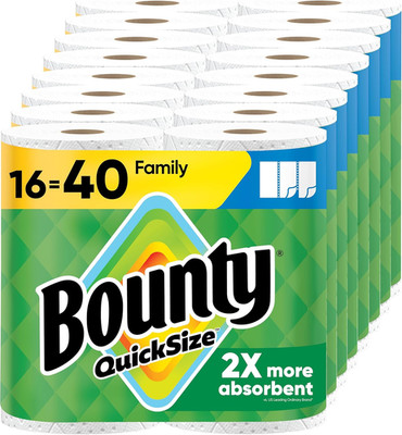 Paper Towels Quick Size, White, 16 Family Rolls = 40 Regular Rolls