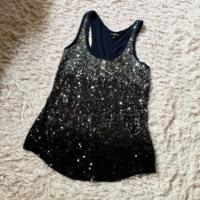Sequin Ombré Glam Whimsygoth Dopamine Grunge Tank Womens XS Urban Dark Fairy
