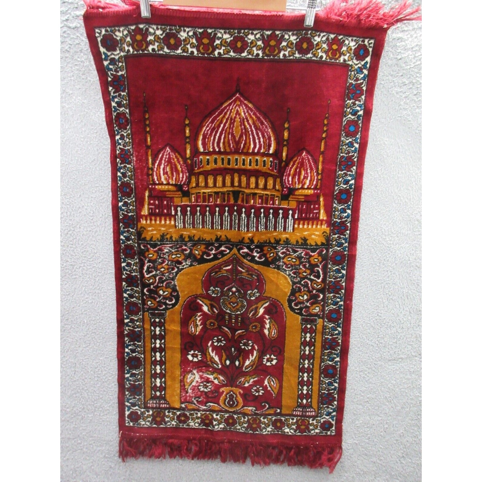 Islamic Rug Wall Turkish Islamic Prayer Mat Rug Wall Tapestry 40 x 23 Used