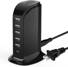 USB Charging Station for Multiple Devices, Multiport Charger Tower, USB-C Port