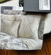 $150 MICHAEL ARAM WISTERIA FLOWER JACQUARD 1 EURO SHAM SILVER EMBROIDERY IVORY