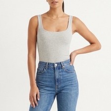 Naked Wardrobe Heather Gray Scoop Neck Sleeveless Thong Bodysuit XS