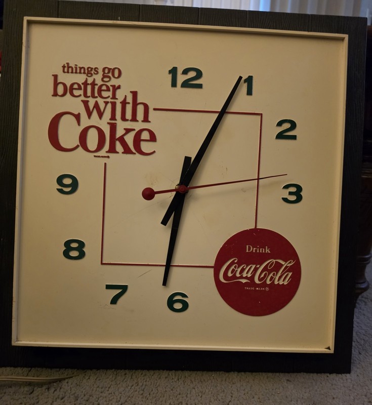 Vintage Coca-Cola Clock “Things Go Better With Coke” Tested Working 