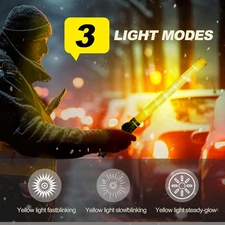 21 inch Yellow Signal Traffic Safety Baton 2 Pack Multifunction Traffic Wand ...