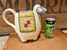 Vintage Primitive Folk Art Sheep Ceramic Pitcher Quilt Blanket — photo 2