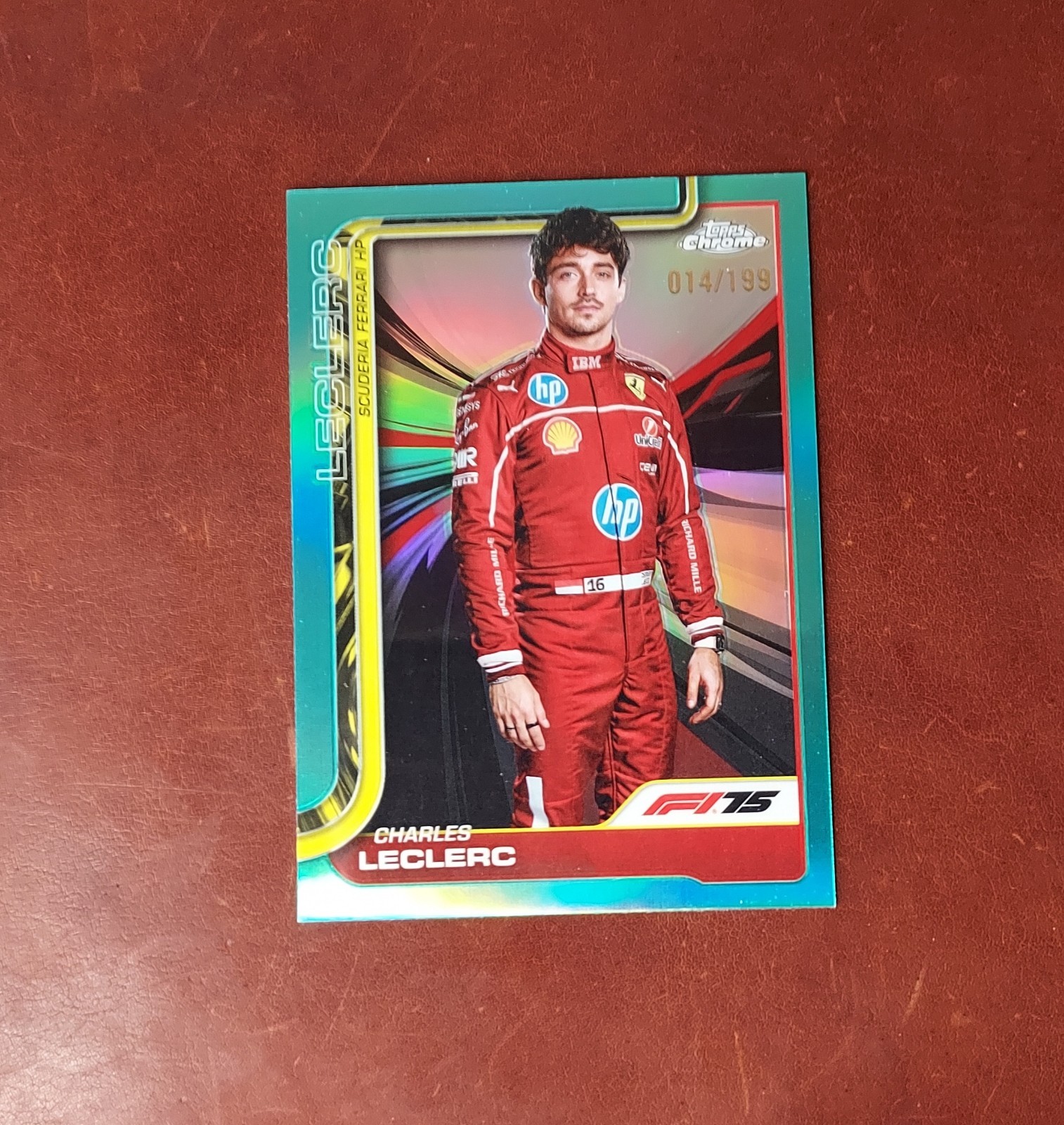 2025 F1 Topps Chrome Charles Leclerc #3 Portrait True Aqua Refractor /199 SP