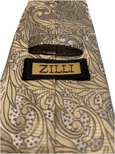 ZILLI Men’s Necktie Flower Paisley’s gold and Ivory