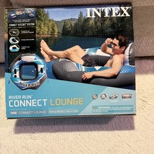 Intex River Run 1 Inflatable Lounge Connect N Float System Blue New Sealed