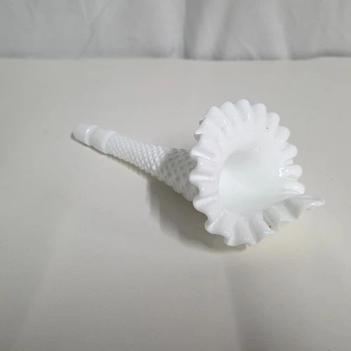 Vintage Fenton Milk Glass Hobnail Single Horn Epergne Replacement Trumpet Vase