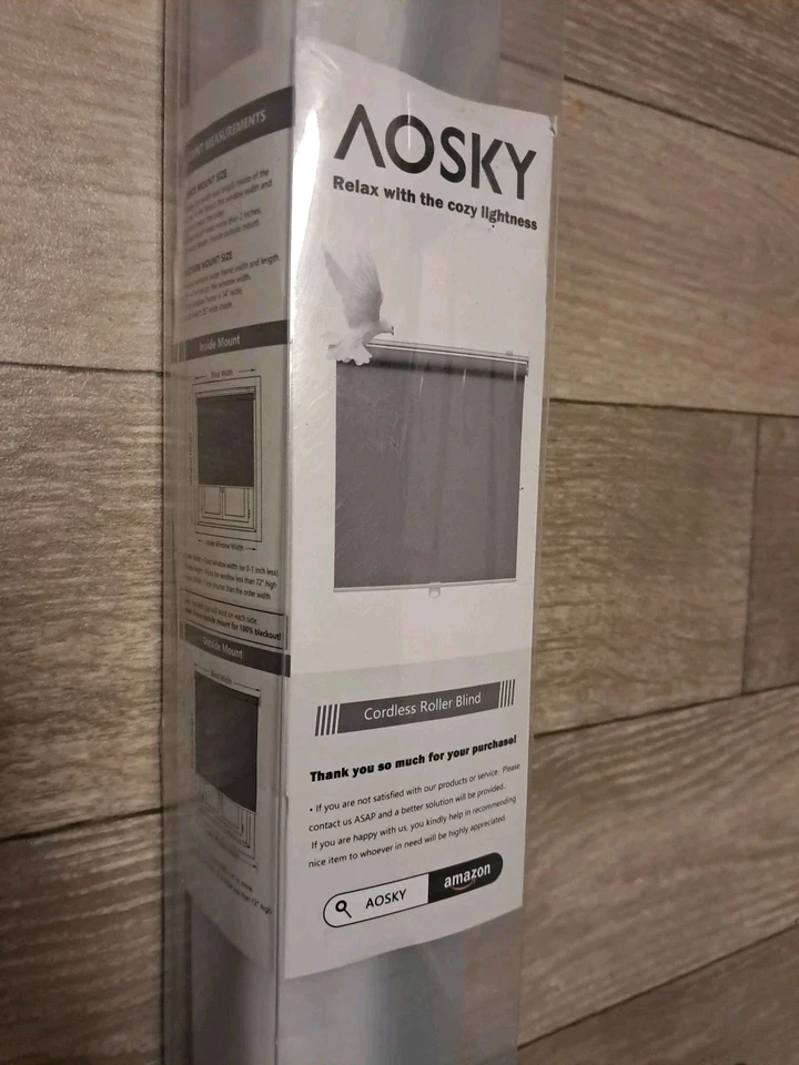 AOSKY PERSIANAS ENROLLABLES INALÁMBRICAS NEGRAS PARA VENTANA W36" X L 72 NEGRO  Foto 3 de 3