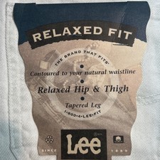 Vintage Lee 12M White Womans Relaxed Fit Hip Thigh Tapered Leg Denim Jean USA