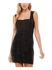 CRYSTAL DOLLS Womens Mini Dress Black Mesh Lined Pullover Juniors S