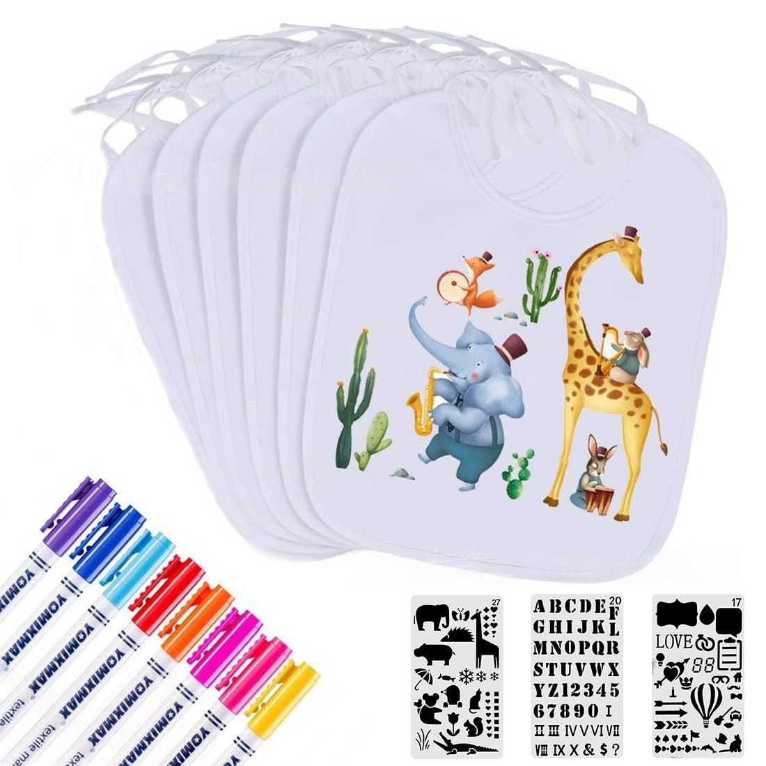 Bavoirs blancs bébé imperméables lot de 6 en coton absorbant anti-salissure