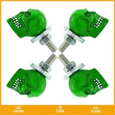Stylish Green Skull License Plate Anti Theft Fixing Screws Bolts 6mm 4 Piece