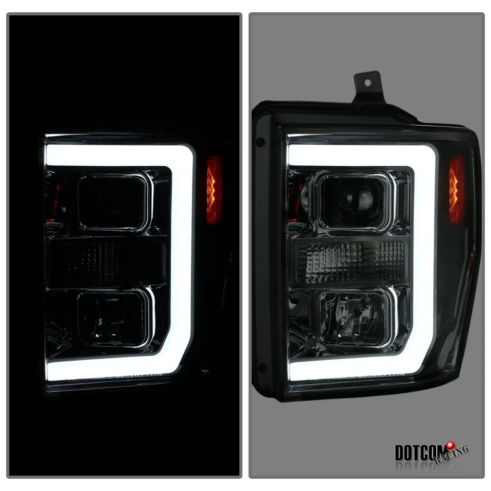 Fit 2008-2010 Ford F250 F350 F450 Super duty Smoke LED Bar Projector Headlights - Image 3 of 4