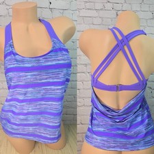 Unbranded Striped S Built Bra Spaghetti Strappy Top Tank Workout Small Stretch
