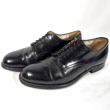 Vintage Endicott Johnson Co Black Leather Military Dress Shoes 1970 Mens 10 R