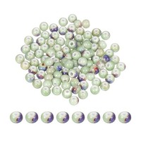 100Pcs 6Mm Runde Keramikperlen FüR Porzellan, Glasierte Farbwechsel FruchtgrüN