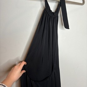 Maison Close Satin Backless Halter Maxi Dress XS Black