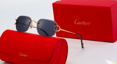 Cartier Big C Oval Cut Black Lens & Gold Frame FREE SHIPPING