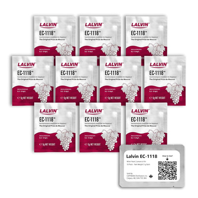 Lalvin EC-1118 Wine Yeast (10 Pack) - Champagne Yeast - Make Wine Cider Kombucha