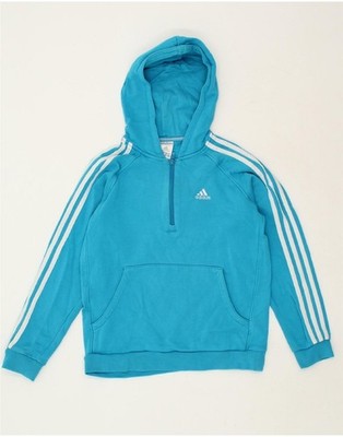 Adidas Jungen Kapuzenpullover Pullover mit Reißverschluss am Ausschnitt 11-12 Jahre blau Baumwolle RS04