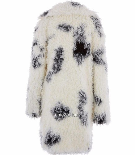 manoush white fur shearling coat uk12/14 fr42 us8-10 new