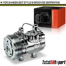 Chrome Ac Compressor With Clutch For Sanden Sd7 Mini 6-groove Serpentine Belt Chrome Ac Compressor With Clutch For Sanden Sd7 Mini 6-groove Serpentine Belt