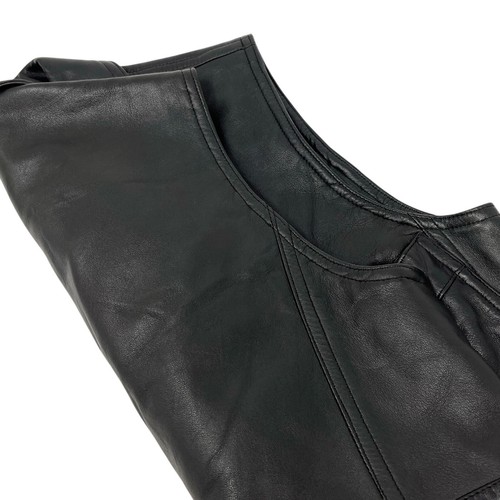 CHANEL Vintage 95P CC Logo Cropped Leather Vest Jacket #38 Black Lambskin Silk - Picture 7 of 11