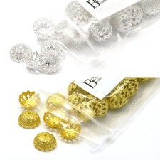 10 Big 12mm Fancy Filigree Domed Spacer Bead End Accent Caps Plated Brass Metal