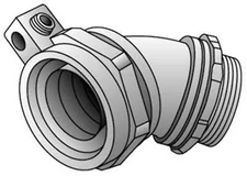 4Q450L - OZ/Gedney 1/2 in 45 Deg Liquidtight Conduit Connector Zinc Electroplate
