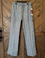 Chef Works Drawstring Pants Small Pockets Black White Check NEW with TAG