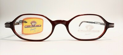 Enox Eyeglasses 1105 Red Hexagonal Metal Silver Rhombus Oval Strange