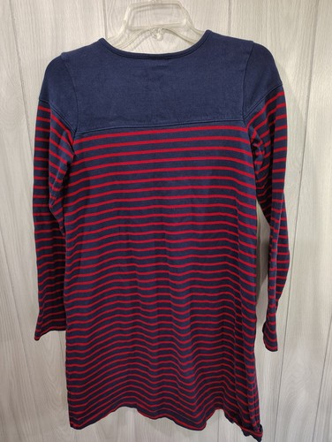 Hanna Andersson Classic Pocket Dress Navy Blue Res Stripe Long Sleeve - Picture 2 of 8