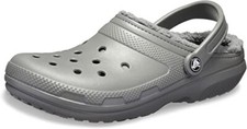 Crocs Unisex-Adult Men and Women Lined Clog  Fuzzy Slippers Grey 9Men/11Women