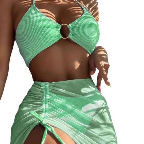 Sommer 3-teiliges Bademode für mit Sarongs Cover Up Sexy Neckholder Bikini Set Baden S - Bild 15 von 15