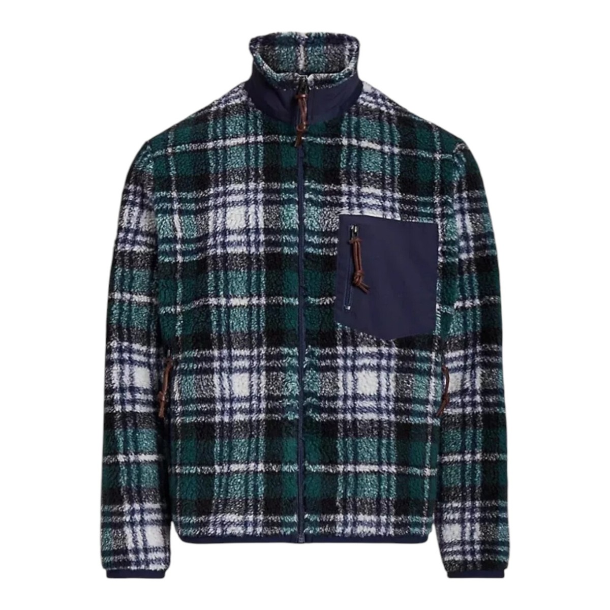 Polo Ralph Lauren Fleece Jacquard Jacket Plaid Pile Long Polo Ralph Lauren Fleece Jacquard Jacket Plaid Pile Long