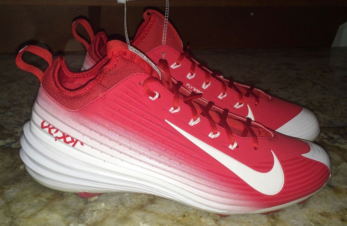 NIKE Lunar Vapor Trout Red Fade White Baseball Spikes Cleats