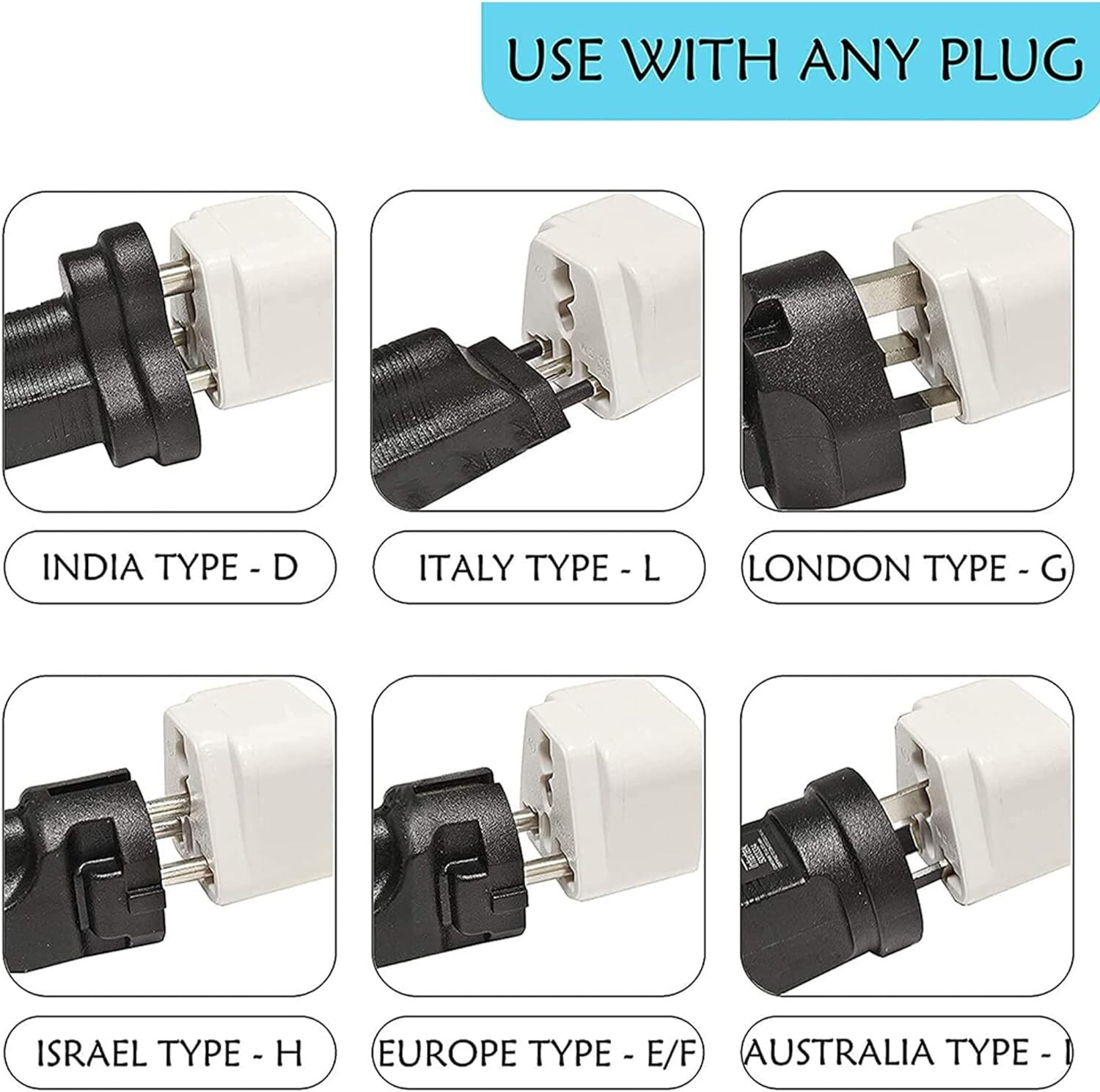 Ceptics Israel Adapter Travel Universal Plug, Palestine, Jerusalem, Holy 3 Pack