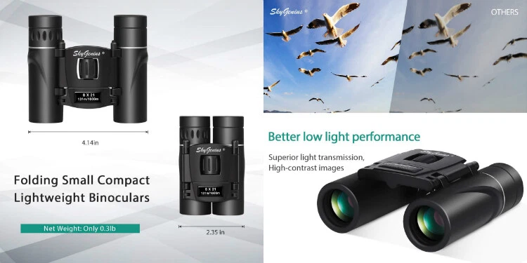 MINI BINOCULARS Pocket Folding Bk7 Roof Prism Multi-Coated Lens 8x21 HD VISION - Image 2 of 4